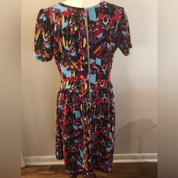 LulaRoe Amelia dress jewel tone geometric print size XL - Picture 2 of 7